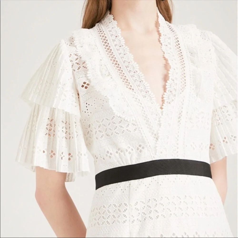 Self-Portrait Broderie Anglaise White Dress - Picture 2 of 9